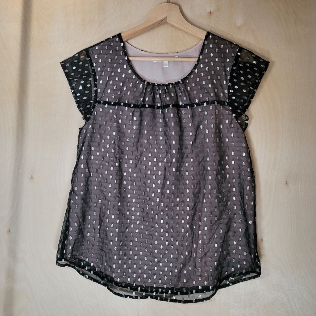 Daniel Rainn Metallic Short Sleeve Blouse Top Women's M